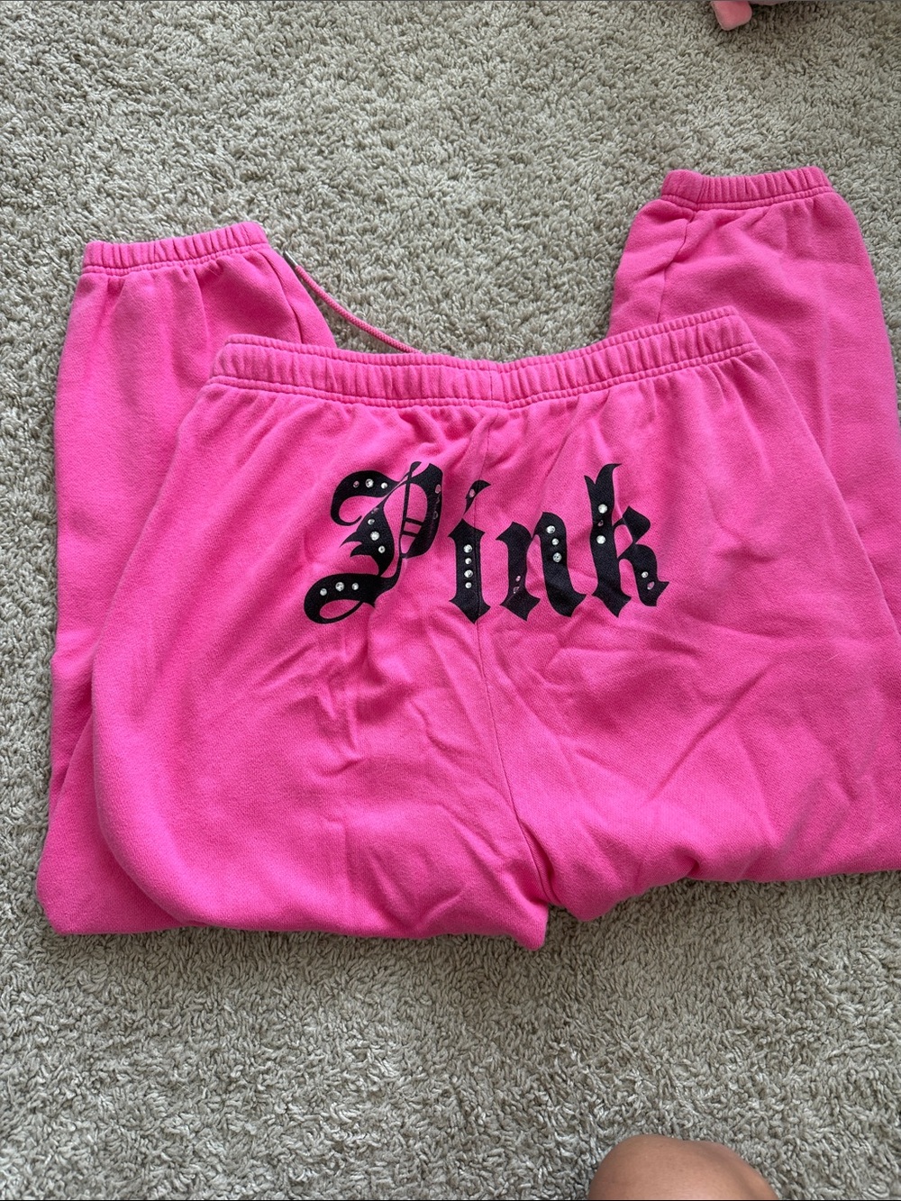 PINK Victoria's Secret Hot Pink Logo Joggers